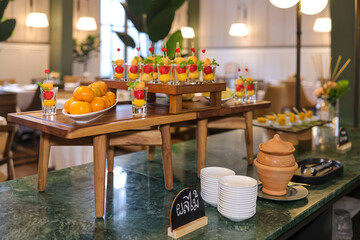 Festive Food Display: An assortment of meticulously arranged vibrant food, promising a feast for the eyes and a delightful culinary experience.