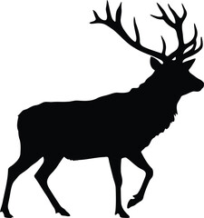 Majestic stag silhouette elegant wild animal forest wildlife art vector