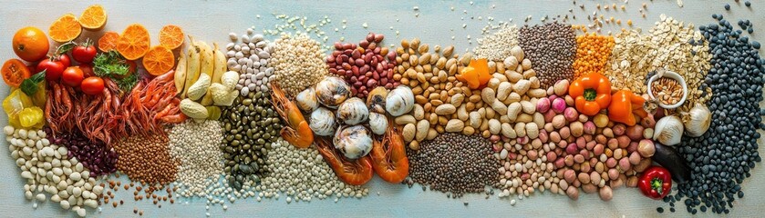 Colorful Healthy Protein and Fiber Rich Food Assortment