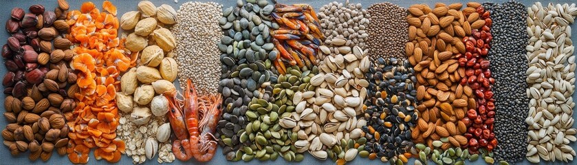 Obraz premium Assorted Nuts and Seeds Healthy Protein Variety