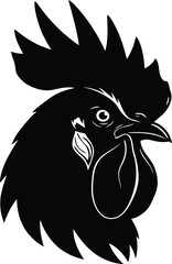 Rooster head silhouette rustic woodcut style farm animal vector