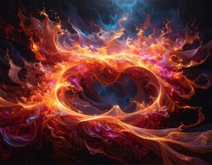 Abstract heart-shaped flame