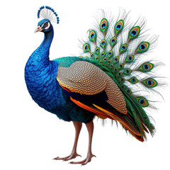 Fototapeta premium peacock with feathers with transparent background PNG and JPEG image