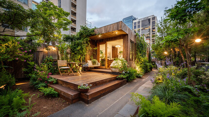 都会に建つタイニーハウス