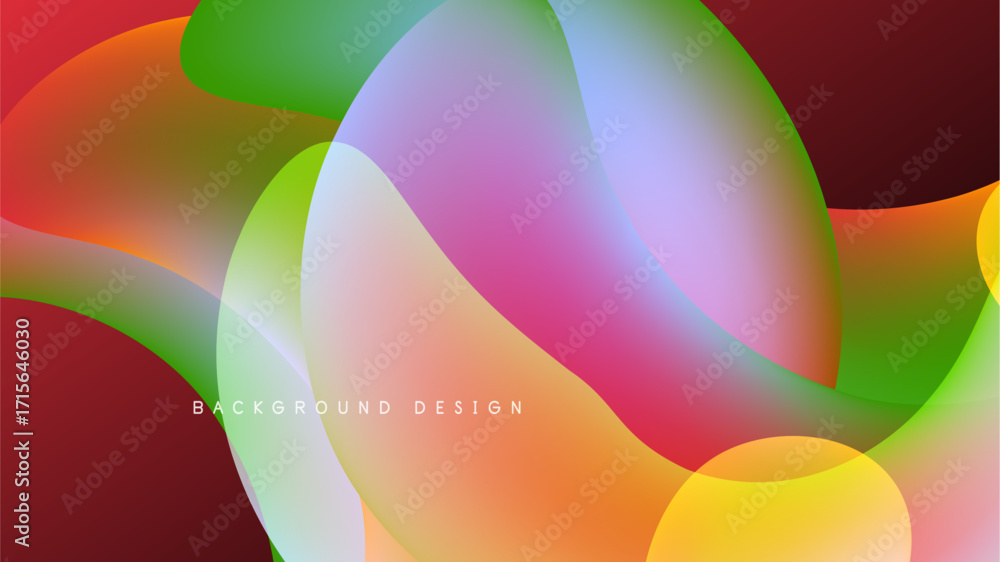 Aufkleber abstract colorful shapes overlap black background. vibrant hues blend, creating dynamic visual effec