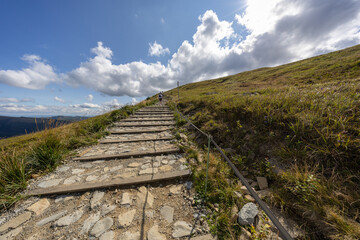 Hiking along the red trail to the highest peak of the Bieszczady Mountains - Tarnica