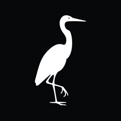 Obraz premium Minimalist Heron Silhouette Vector Graphic on a Black Background.