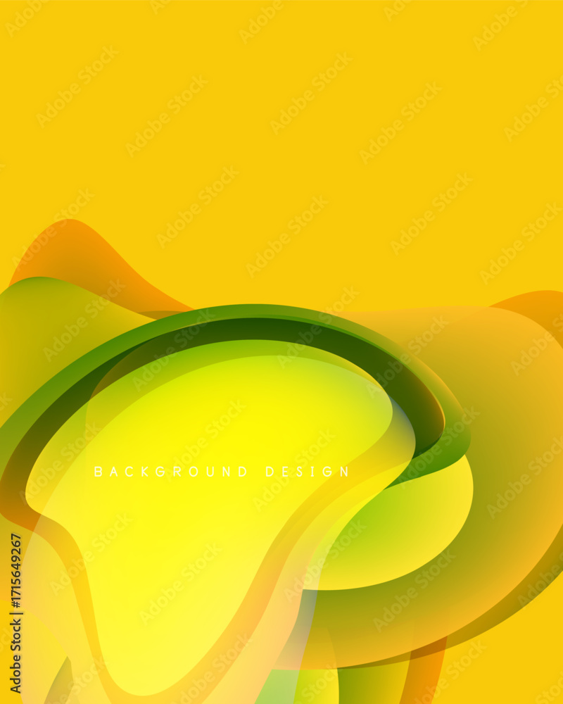 Poster abstract yellow background. smooth curves, vibrant colors, modern design. gradient shades create dyn