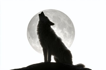 A Striking Silhouette of a Howling Coyote in a Studio Setting Dramatic Wildlife Photography Capture