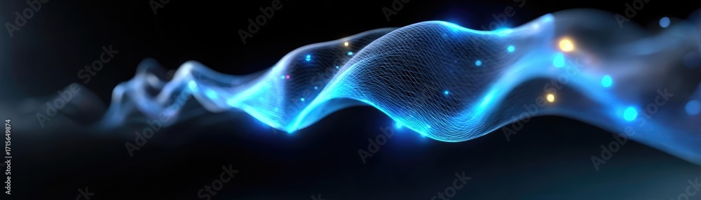 Poster overview for project managers in fund investment concept. abstract digital wave with glowing blue el