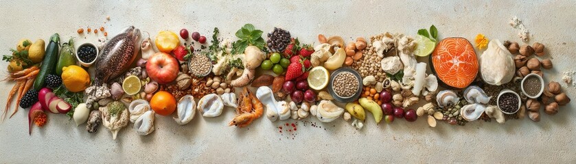 Fresh Organic Vegetables and Fruits Variety Flat Lay