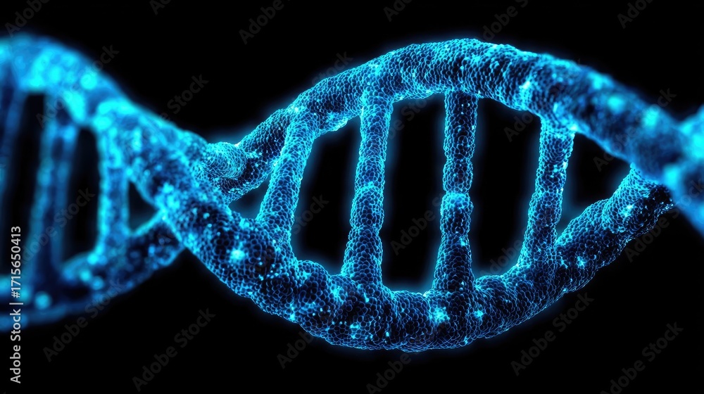 Poster the complexity of modern digital ethics concept. close-up view of a glowing dna double helix structu