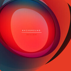 Abstract red design features layered circles. Gradient colors blend from orange to deep blue. Minimalist style, modern aesthetic.