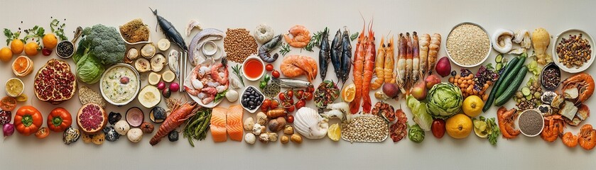 Healthy fresh food variety and ingredients assortment
