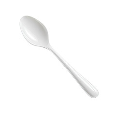 White plastic spoon, angled view