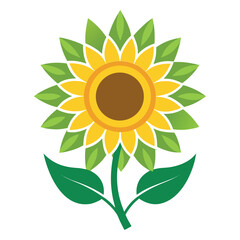 Vibrant Sunflower Illustration Against a White Background