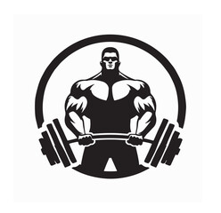 Heavy Lifter Bodybuilder Emblem Vector Logo Design on white background