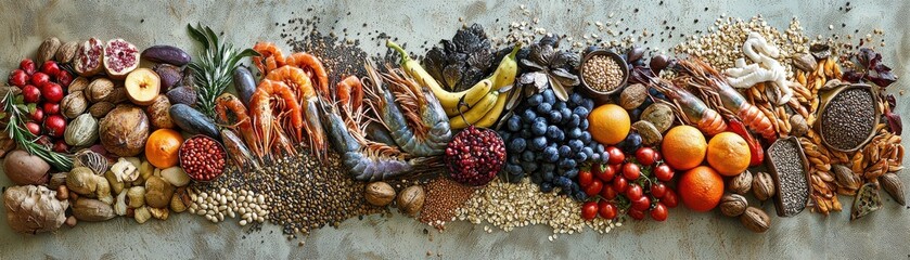 Fresh Healthy Food Variety Assortment on Table