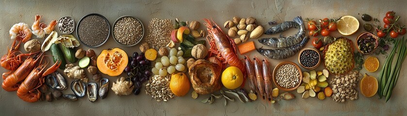 Fresh Healthy Seafood and Vegetables Assortment