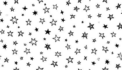 Obraz premium A repeating pattern of various hand-drawn stars, creating a playful and graphic design.