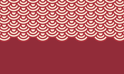 Red Japanese wave pattern background. Japanese seamless pattern vector. Waves background illustration. for clothing, wrapping paper, backdrop, background, gift card. Negative and copy space.