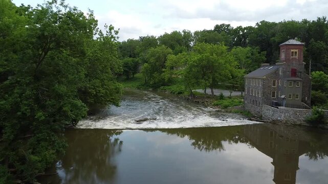 Flying over the rapids on Brandywine River in Wilmington, Delaware