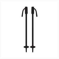 Ski Poles icon silhouette vector with white background