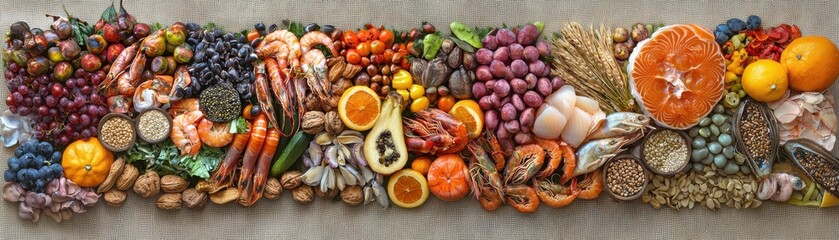 Fresh Seafood and Seasonal Fruits Bounty