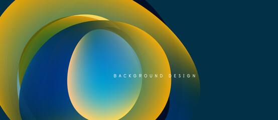Abstract design features overlapping colorful circles. Gradient shades create dynamic visual effect. Modern background suitable for presentations.