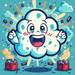 A Whimsical Vintage Cartoon Cloud Exuding Optimism and Joy in Retro Style