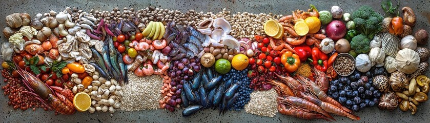 Fresh Diverse Healthy Food Ingredients Layout