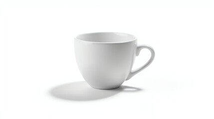 Simple white ceramic coffee cup isolated on clean background, perfect for branding or beverage design presentations and cafe advertisements.
