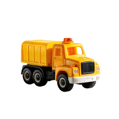 Yellow toy truck, side view