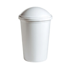 White cylindrical trash can with dome lid