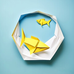 Origami paper fish bowl