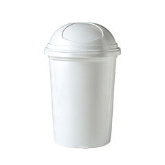 White plastic trash can with dome lid