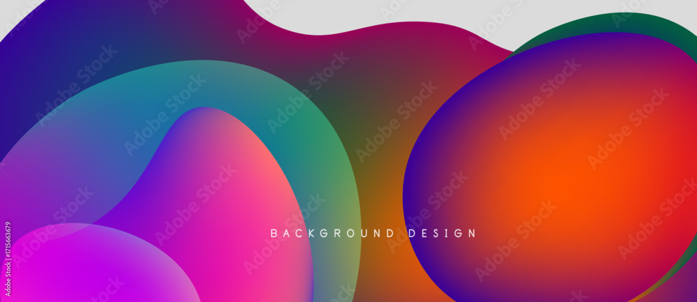 Aufkleber abstract fluid shapes blend vibrant colors. dynamic composition creates modern background design. sm