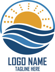 Elite Coastal Branding Solution: Versatile Beach and Oceanfront Real Estate, Resort, or Travel Agency Logo Template.