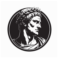 Roman Emperor Images vector. Black and white Roman Emperor Images on white background