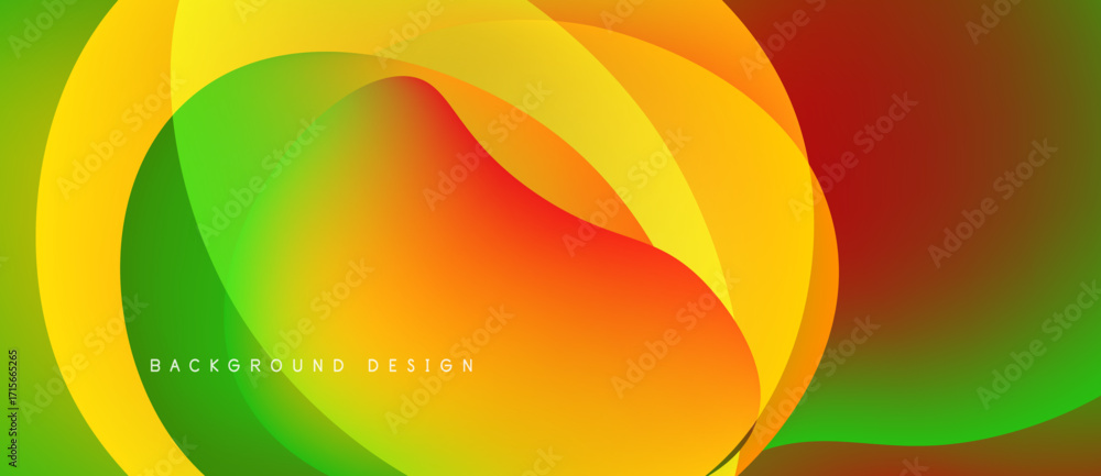 Aufkleber abstract fluid shapes blend vibrant colors. yellow, orange, green create dynamic composition. modern