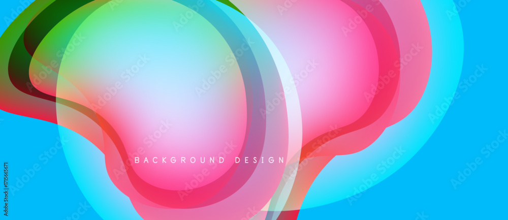 Poster abstract colorful design. overlapping circles create dynamic visual effect. bright hues blend, formi