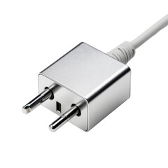 Silver European electrical plug with cord