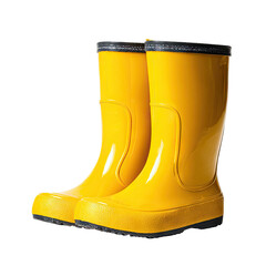 Pair of bright yellow rubber rain boots