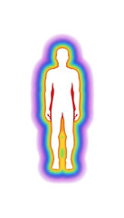 Glowing Human Silhouette with Rainbow Aura
