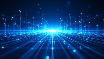 Digital Network Connection With Glowing Lines and Nodes