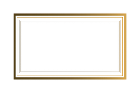 Ornate golden rectangular frame with multiple layered borders isolated on a transparent background image