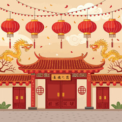 traditional chinese lanterns,Vietnam Tet Festival 2026 background,Tet 2026,Tet,