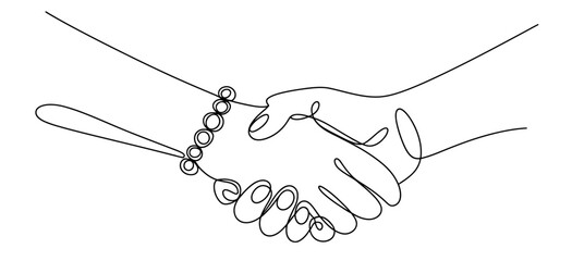 Handshake illustration sketch drawing style for partnership agreement and business deal collaboration concept vector