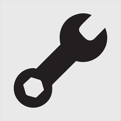 wrench and bolt silhouette vector illustration logo sticker design 