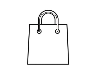 Simple black outline drawing of a shopping bag with handles.